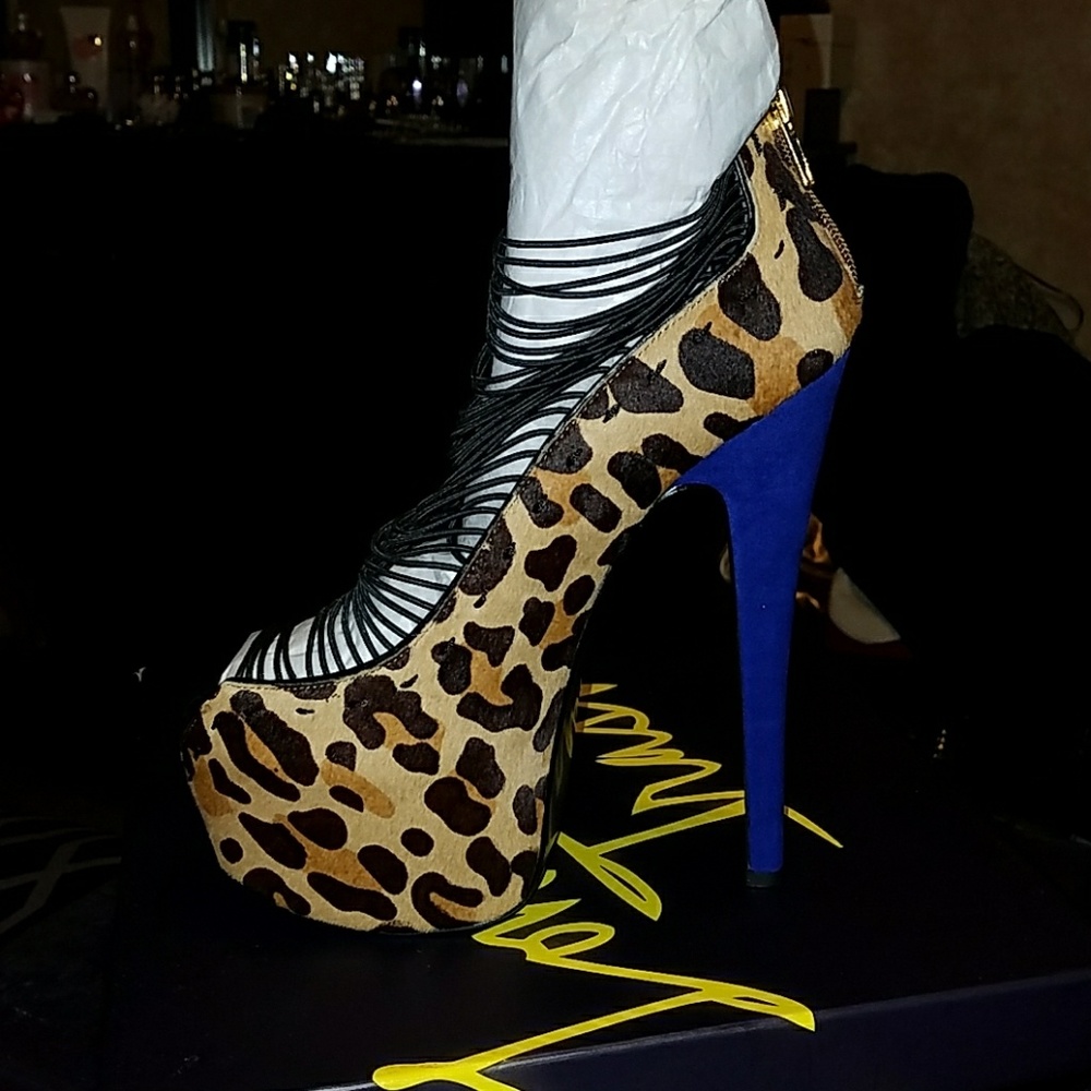 London Trash Crush Leopard Print Ponyhair Leather $170